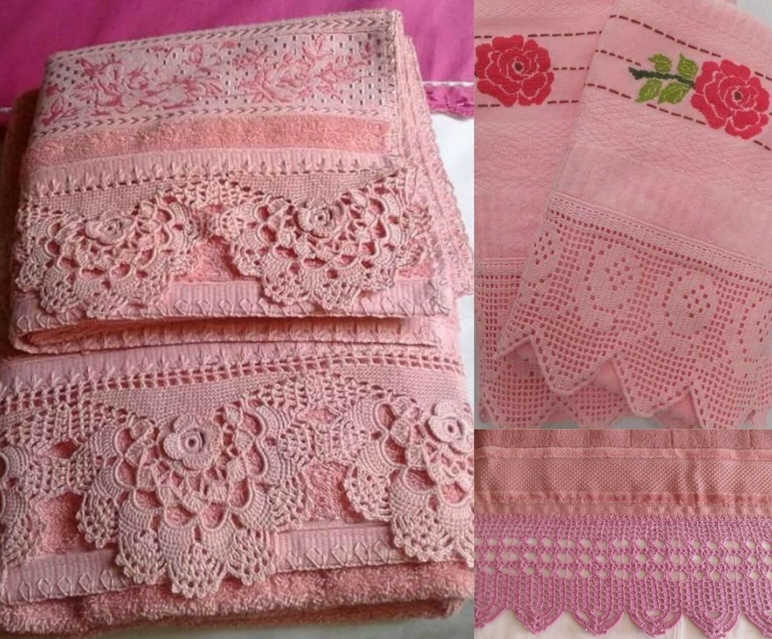 towels decorated with crochet