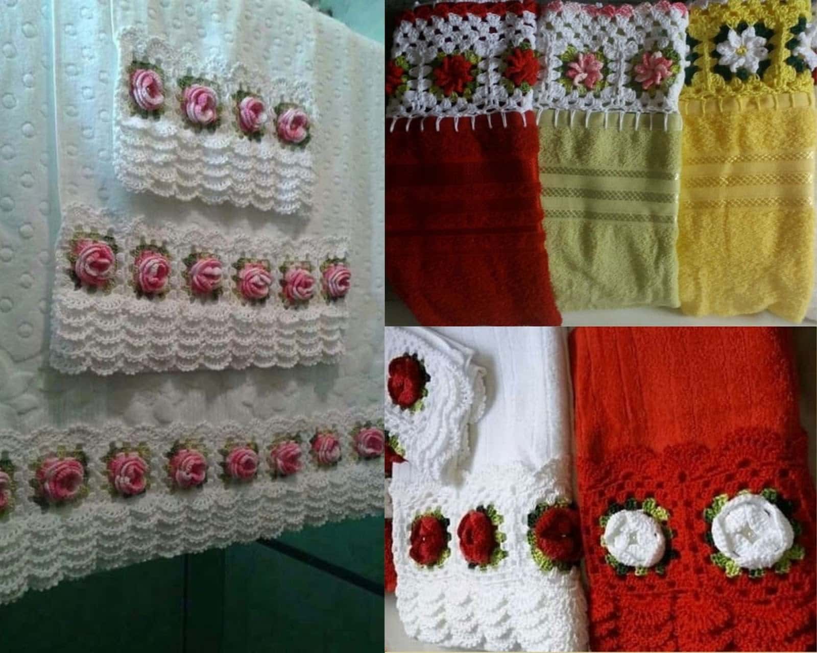 towels decorated with crochet