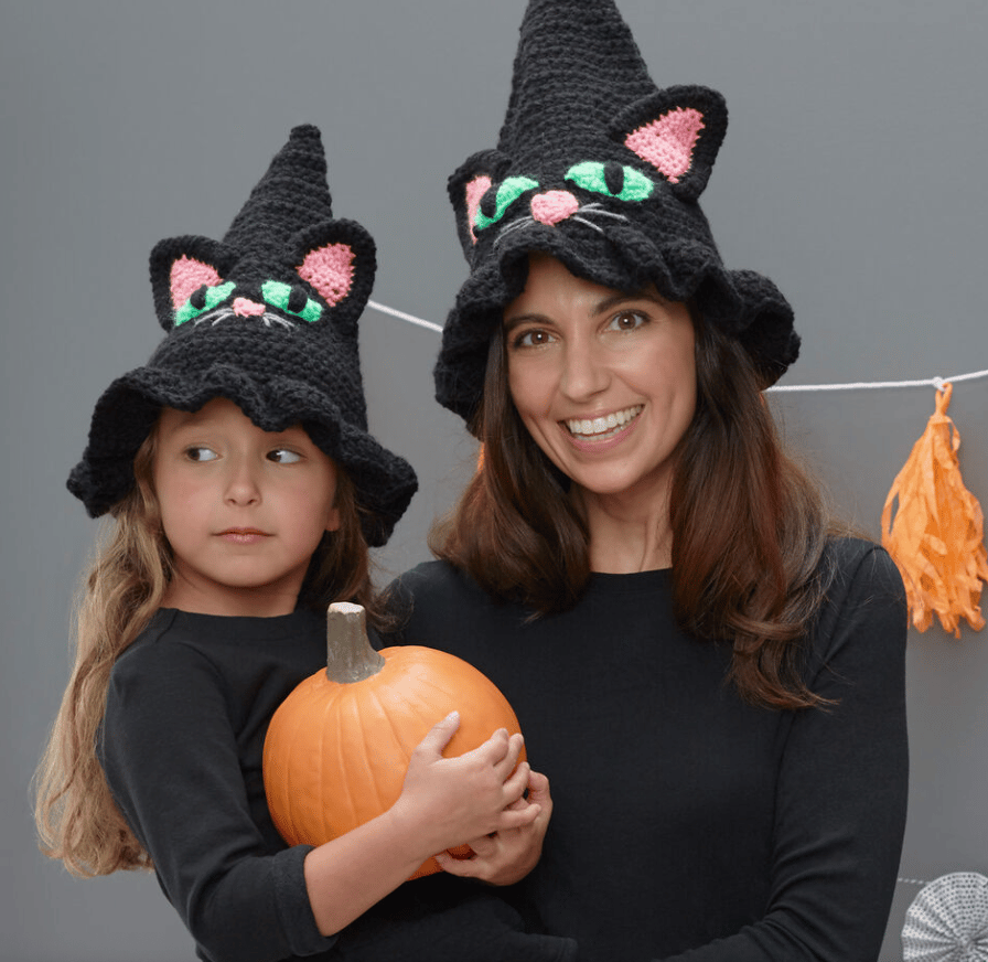 Crochet witchy cat hat