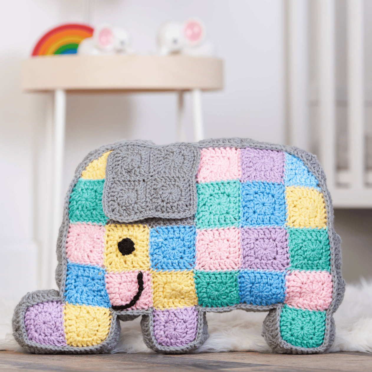 Elephant crochet pillow